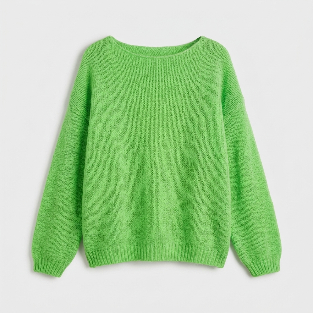 Knit jumper in green, studio photo