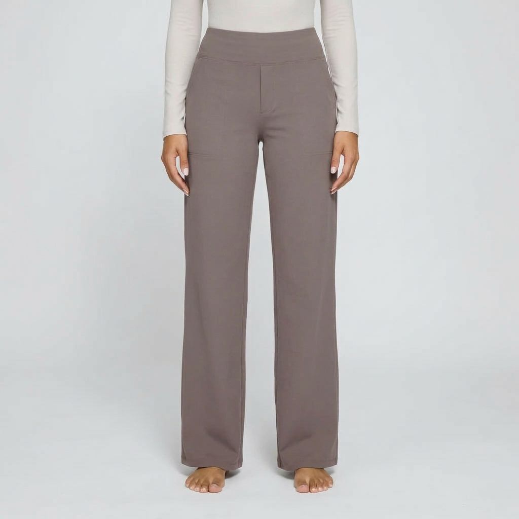High Waist Yoga Leggings Soft Stretch in taupe, studio photo