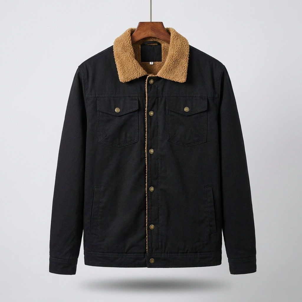 Sherpa lined trucker jacket, studio photo