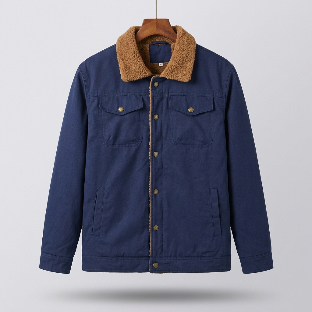 Sherpa lined trucker jacket, studio photo