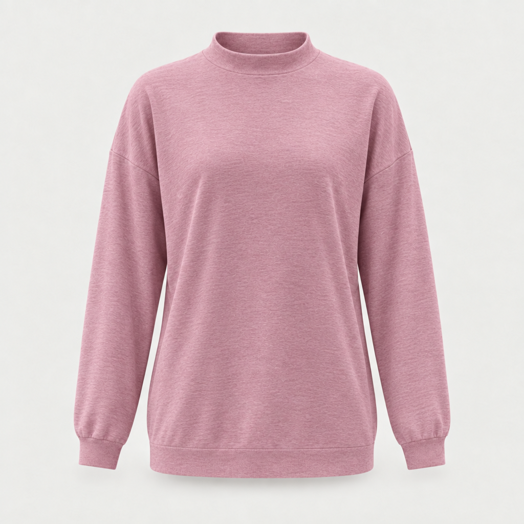 Pink lightweight round neck jumper front view