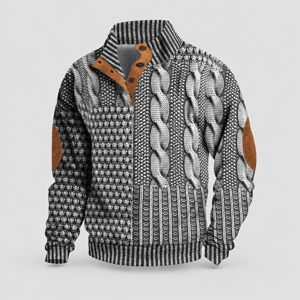 Patterned Knit Jumper Soft Warm Everyday in light grey, front view