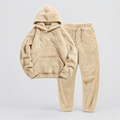 Teddy Lounge Set Hoodie and Joggers in beige, front view