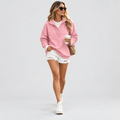 Oversized Sweatshirt Snap Collar Fleece Lined in pink, front view