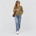 Fish Motif Jumper Round Neck Relaxed in green, front view