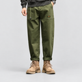 Cargo Trousers Wide Leg Panel Pockets in army green, front view