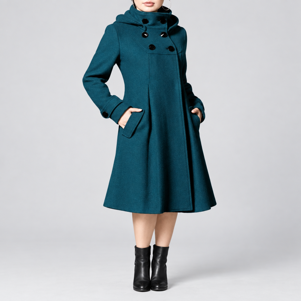Classic Coat Side Pockets Structured Fit in dark green, light grey studio photo