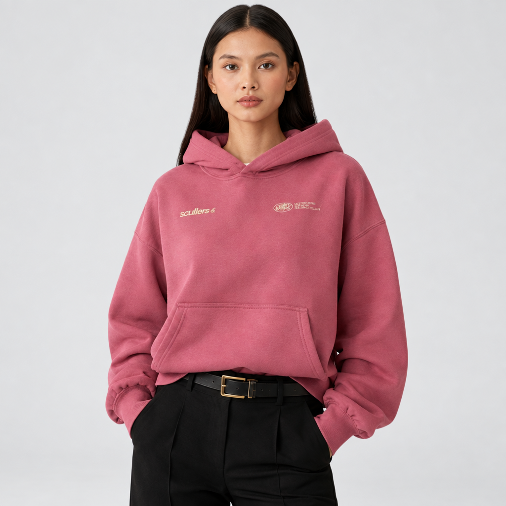 Cotton Blend Hoodie Relaxed Everyday Fit in pink, light grey studio photo