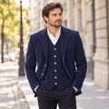 Blazer and waistcoat set in blue, worn by a man
