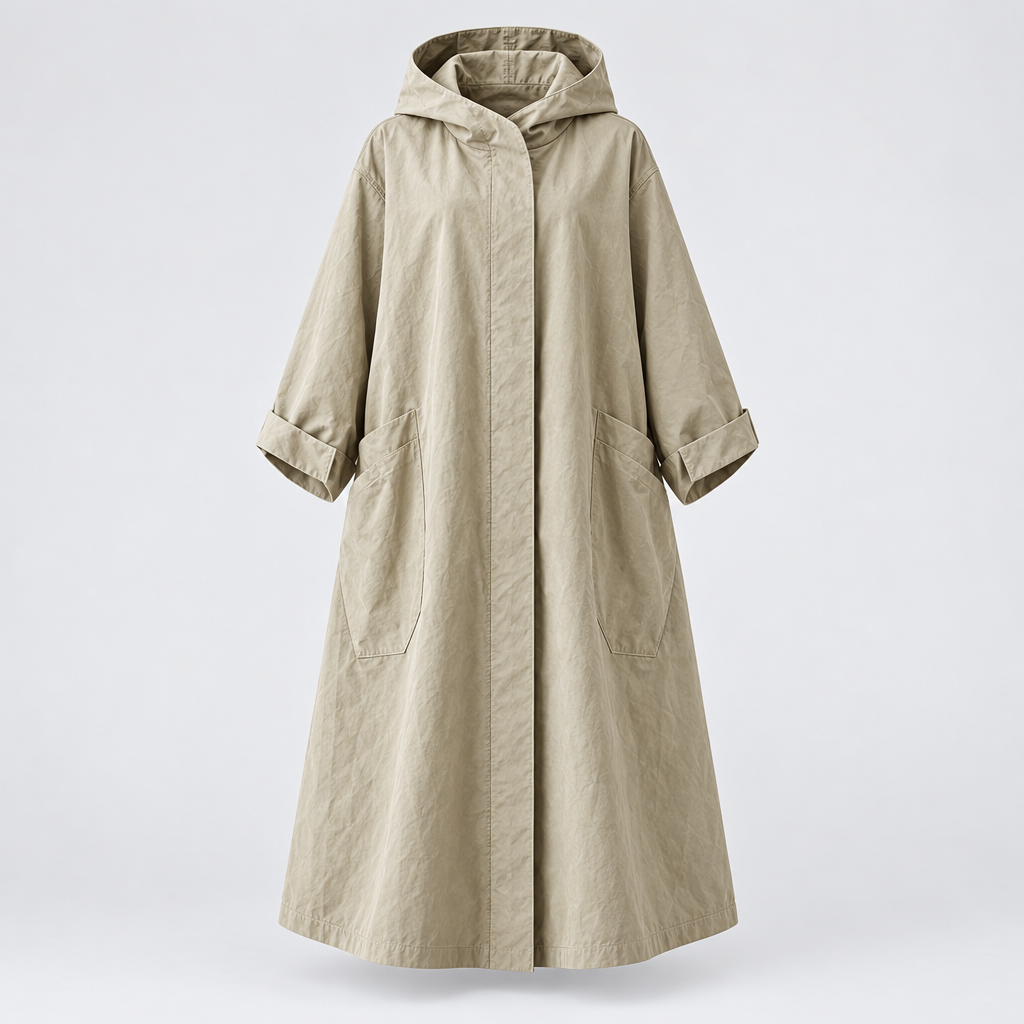 Hooded Trench Coat Longline Rain Ready