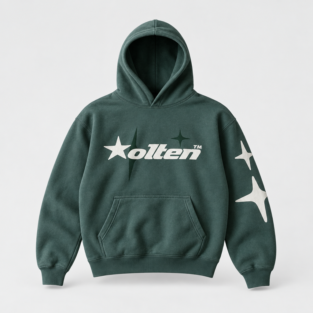 Star Print Hoodie Baggy Kangaroo Pocket