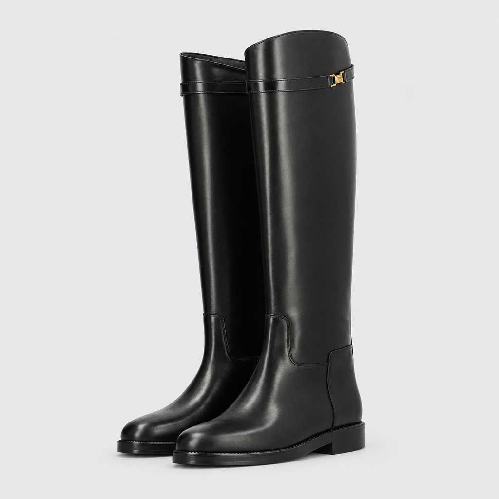 Knee-High Leather Boots Equestrian Silhouette