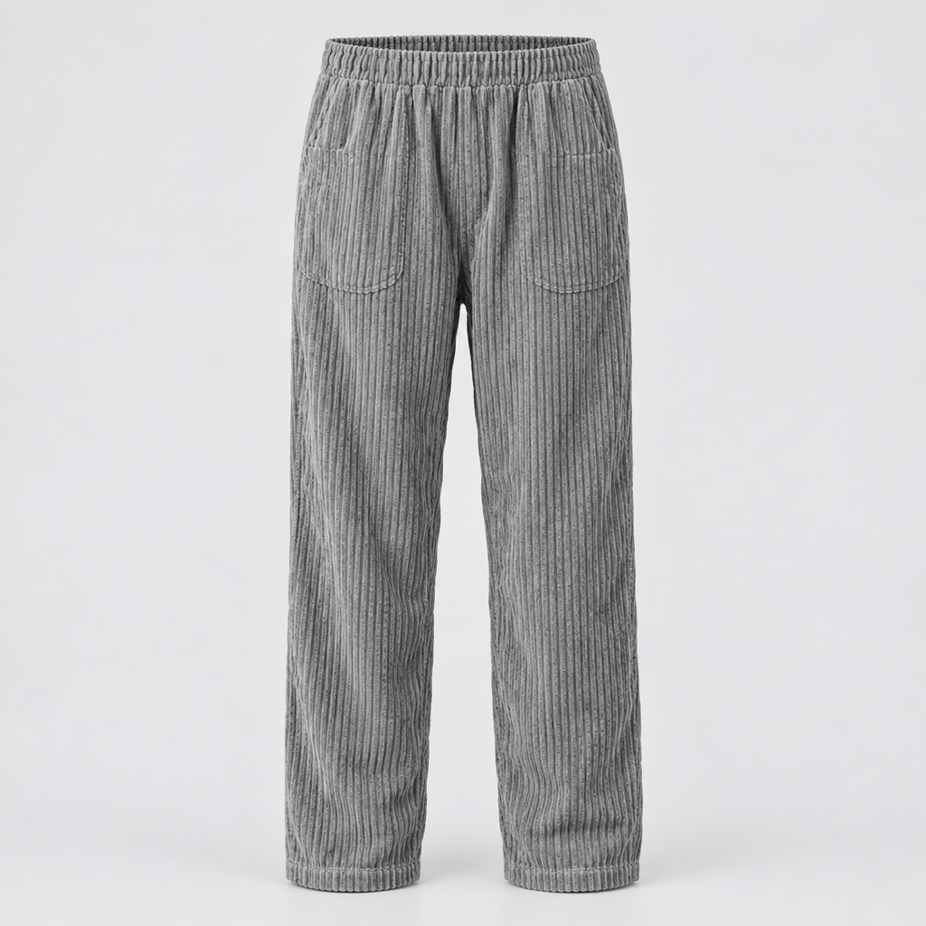 Corduroy Trousers Elastic Waist Loose Fit