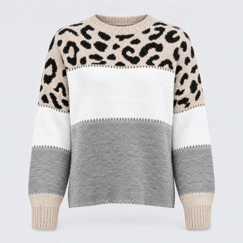 Leopard Print Knit Jumper Soft Texture