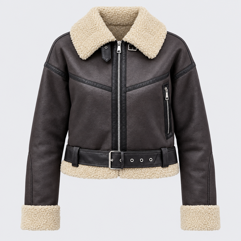 Moto Jacket Warm Lining Adjustable Belt