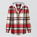 Plaid Hooded Jacket Button Front Relaxed