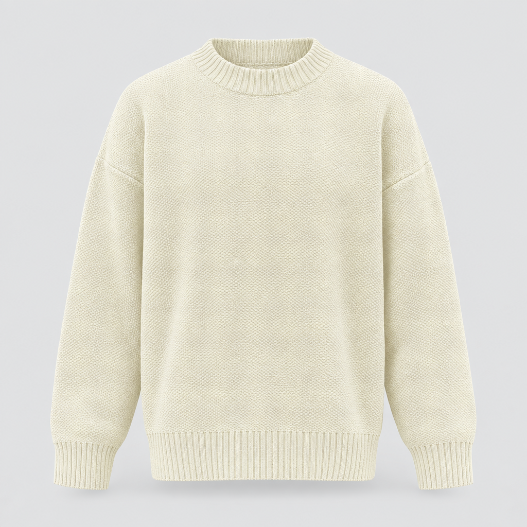 Ribbed Knit Jumper Crew Neck Oversized