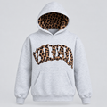 Leopard Print Hoodie Lined Hood Kangaroo Pocket