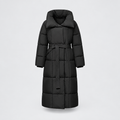 Longline Quilted Coat Belted Waist Winter