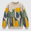 Printed Knit Jumper Oversized Ribbed Trims