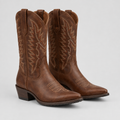 Embroidered Western Boots Pointed Toe Stacked Heel