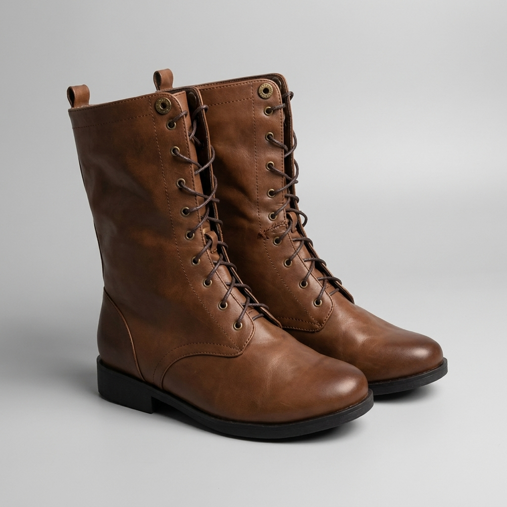 Lace Up Boots Foldable Shaft Treaded Sole