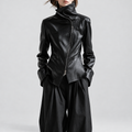 Leather-Look Biker Jacket Asymmetric Zip