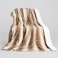 Reversible faux fur blanket with fawn print in beige