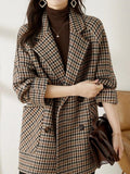 Houndstooth Blazer Coat Oversized Double-Breasted