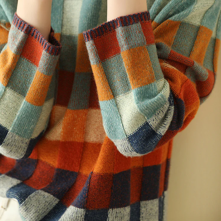 Turtleneck Jumper Patchwork Soft Knit