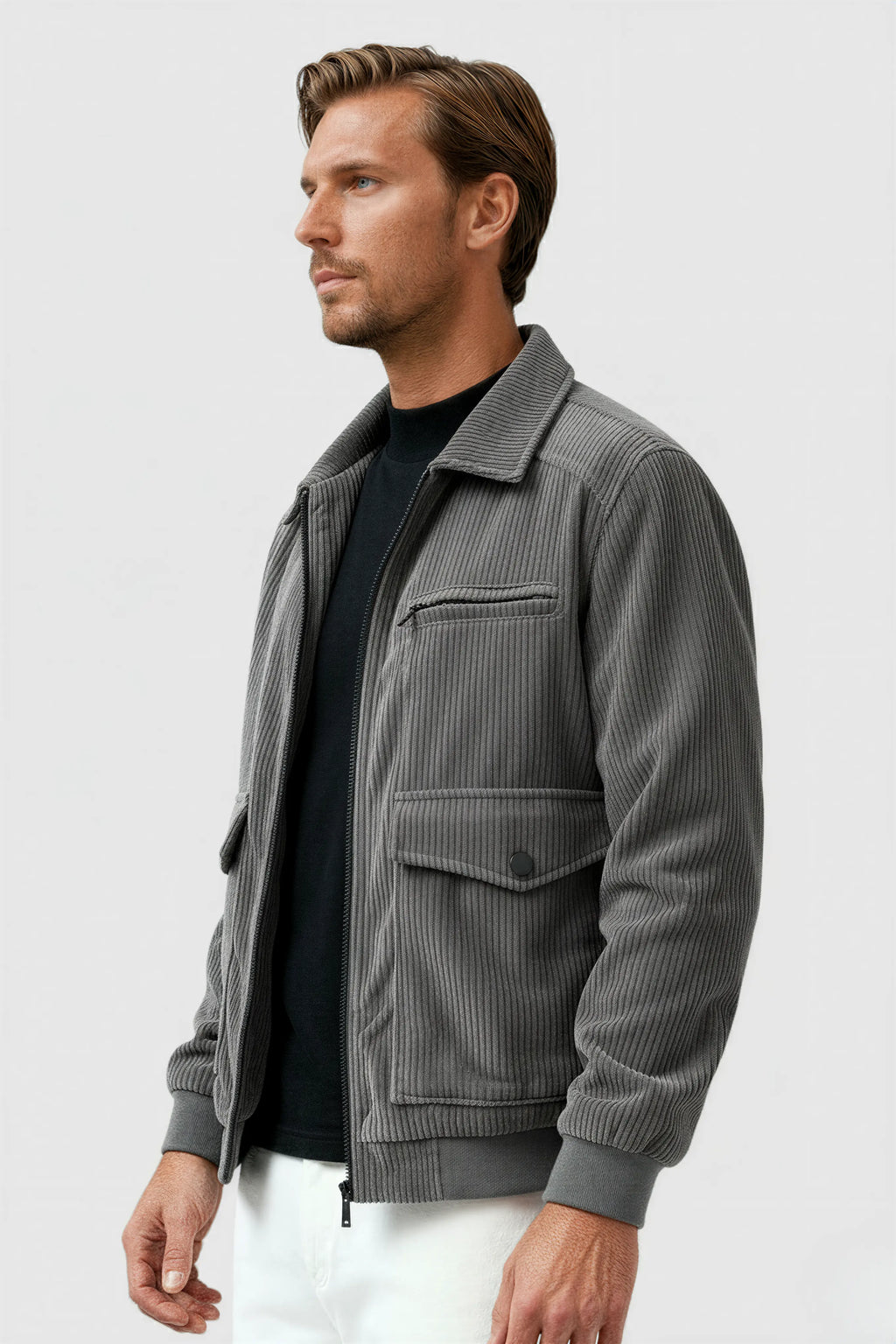 Corduroy Jacket Ribbed Cuffs Smooth Lining