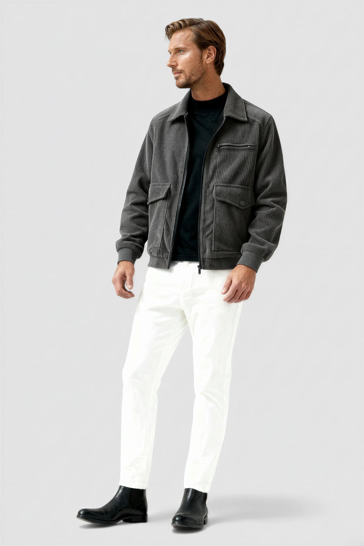 Corduroy Jacket Ribbed Cuffs Smooth Lining