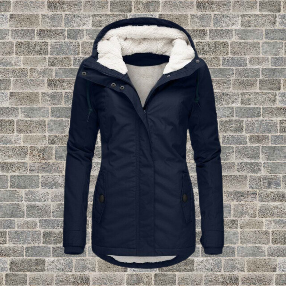 Hooded water-resistant padded winter coat in grey, front view