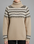 Wool turtleneck sweater in beige, front view