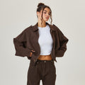 Suede-Look Bomber Jacket Satin Lining