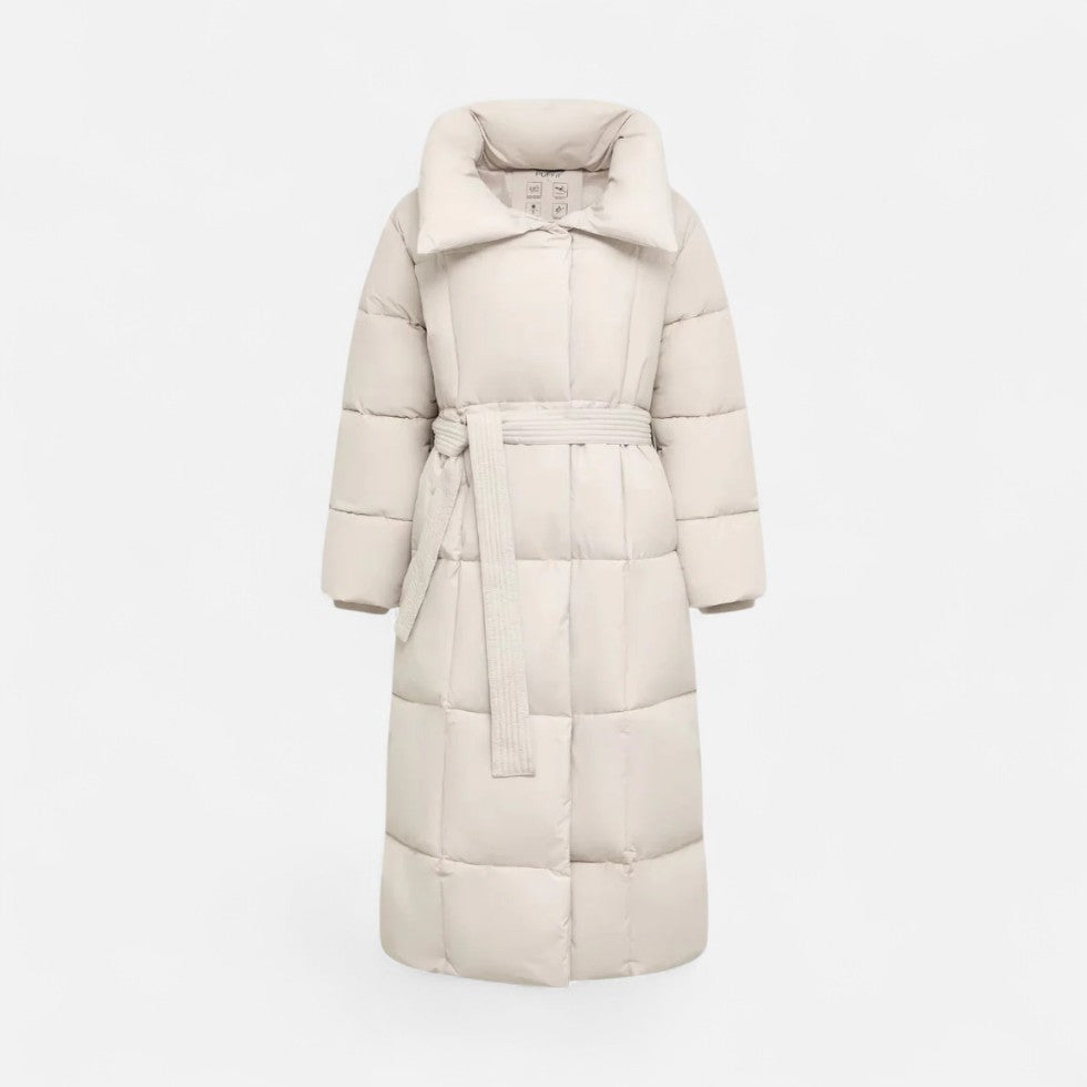 Longline Quilted Coat Belted Waist Winter