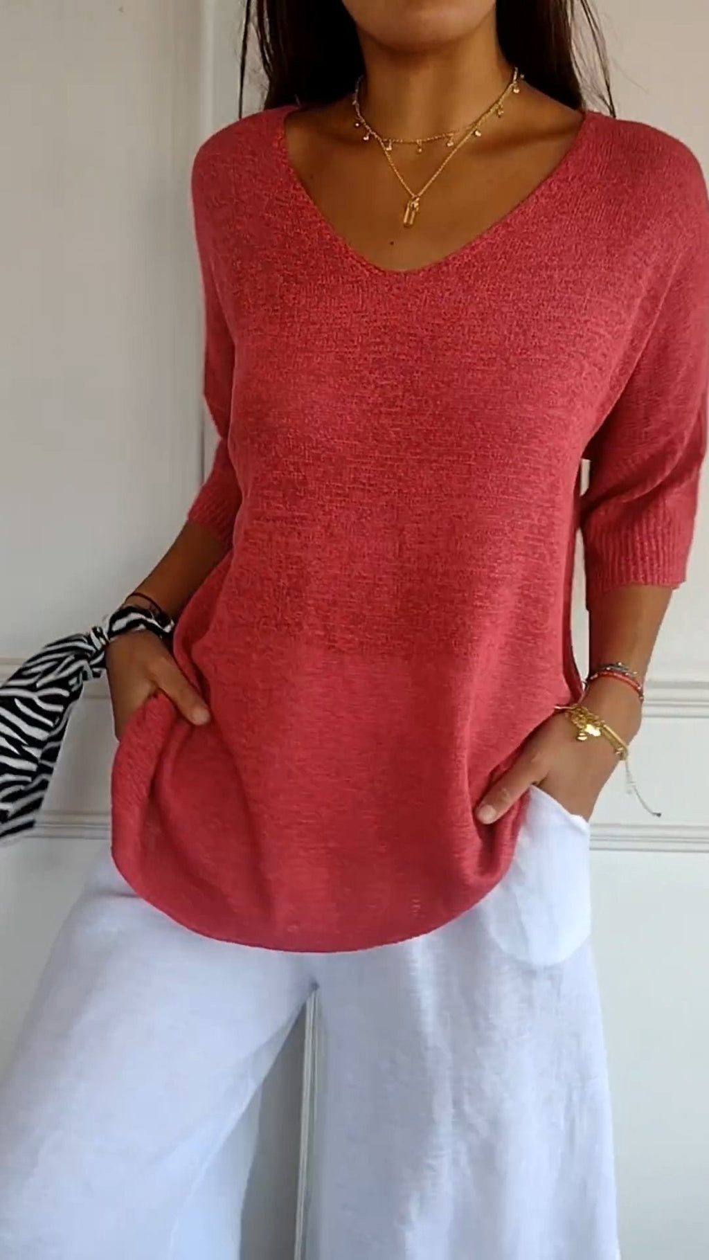Minimalist Knit Jumper V Neck Breathable