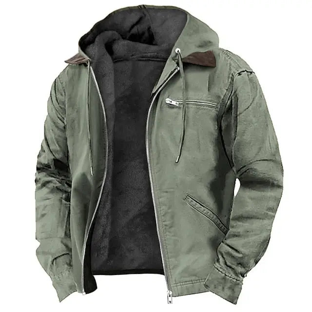 Hooded Jacket Lined Winter Warmth Zip