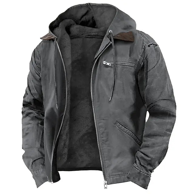 Hooded Jacket Lined Winter Warmth Zip