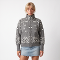 Paisley Print Zip Turtleneck Cardigan
