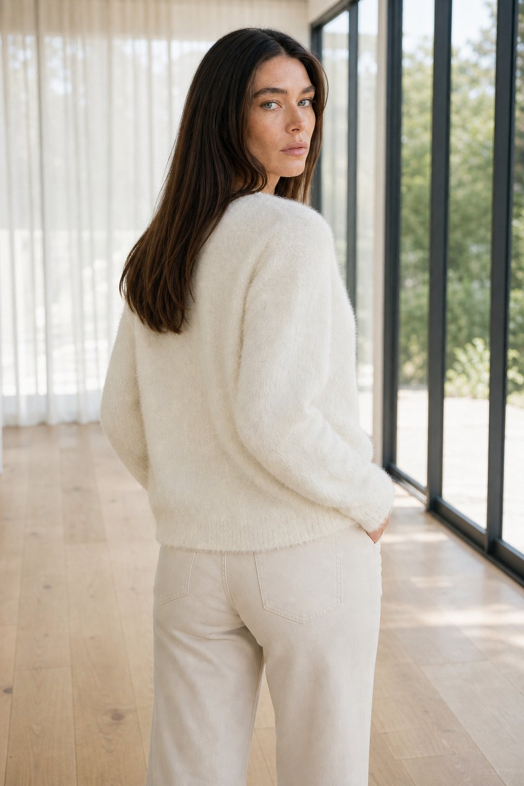 Oversized Soft Knit Cardigan Plush Trim