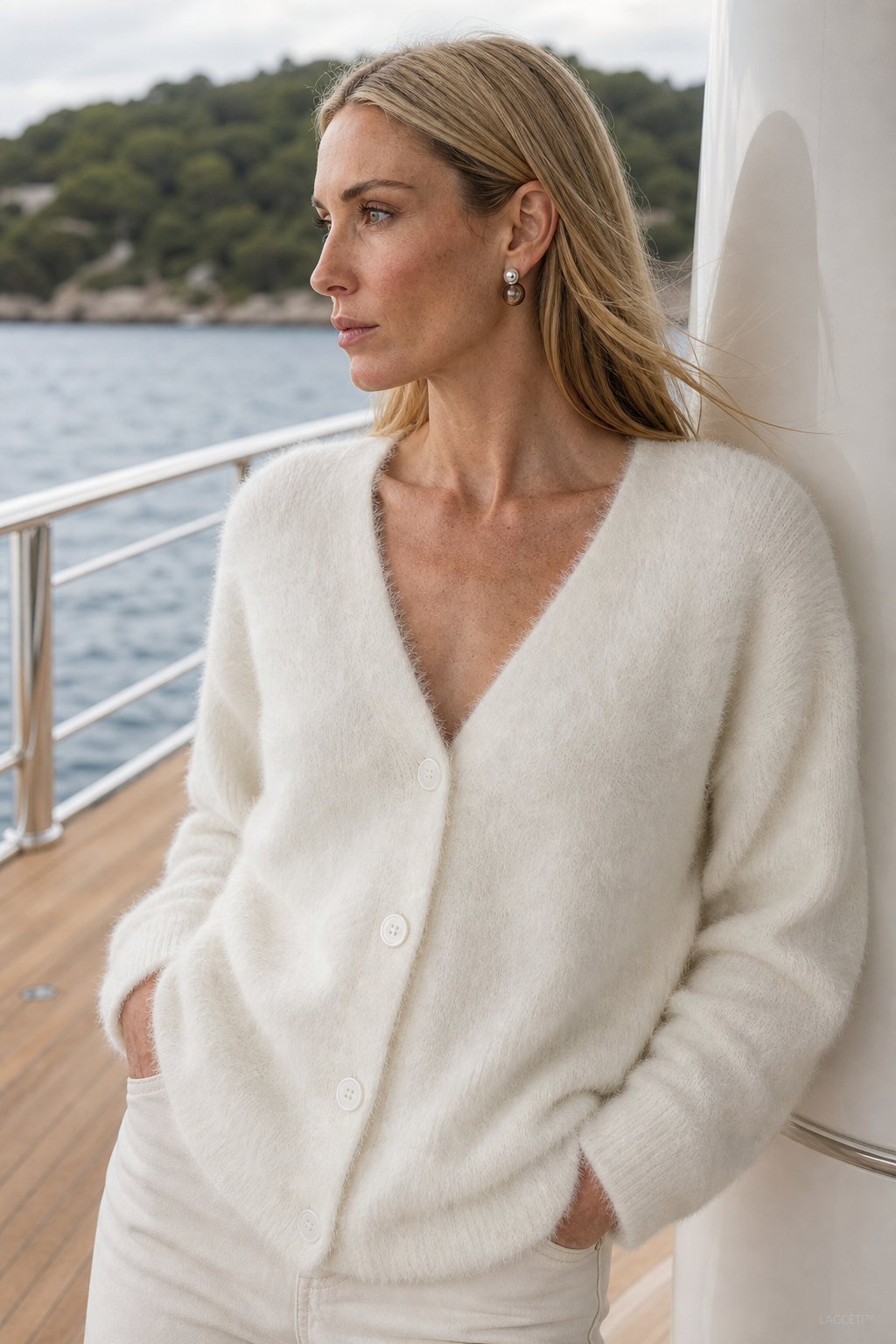 Oversized Soft Knit Cardigan Plush Trim