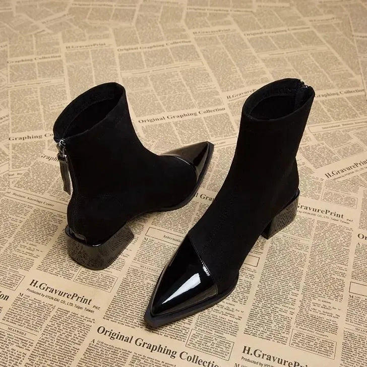 Heeled Ankle Boots With Suede-Look