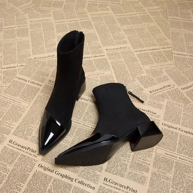 Heeled Ankle Boots With Suede-Look