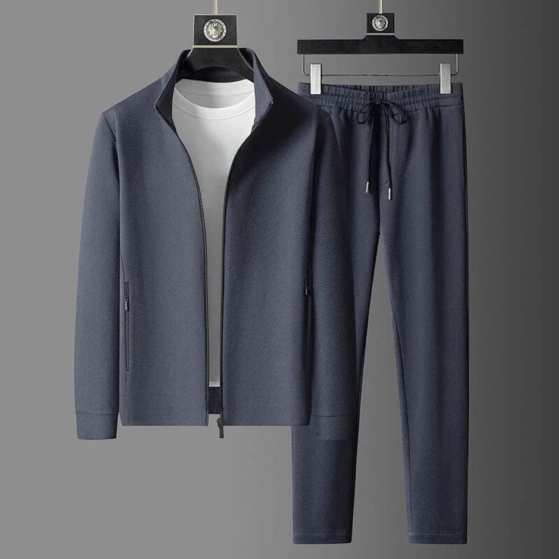 Comfortable two-piece tracksuit in black, front view