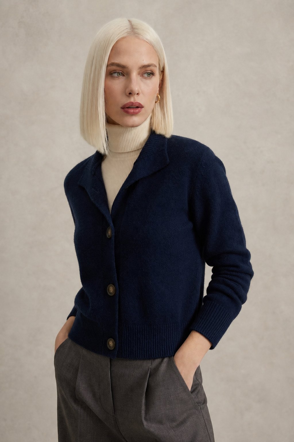 Soft Knit Cardigan Button Front Layer