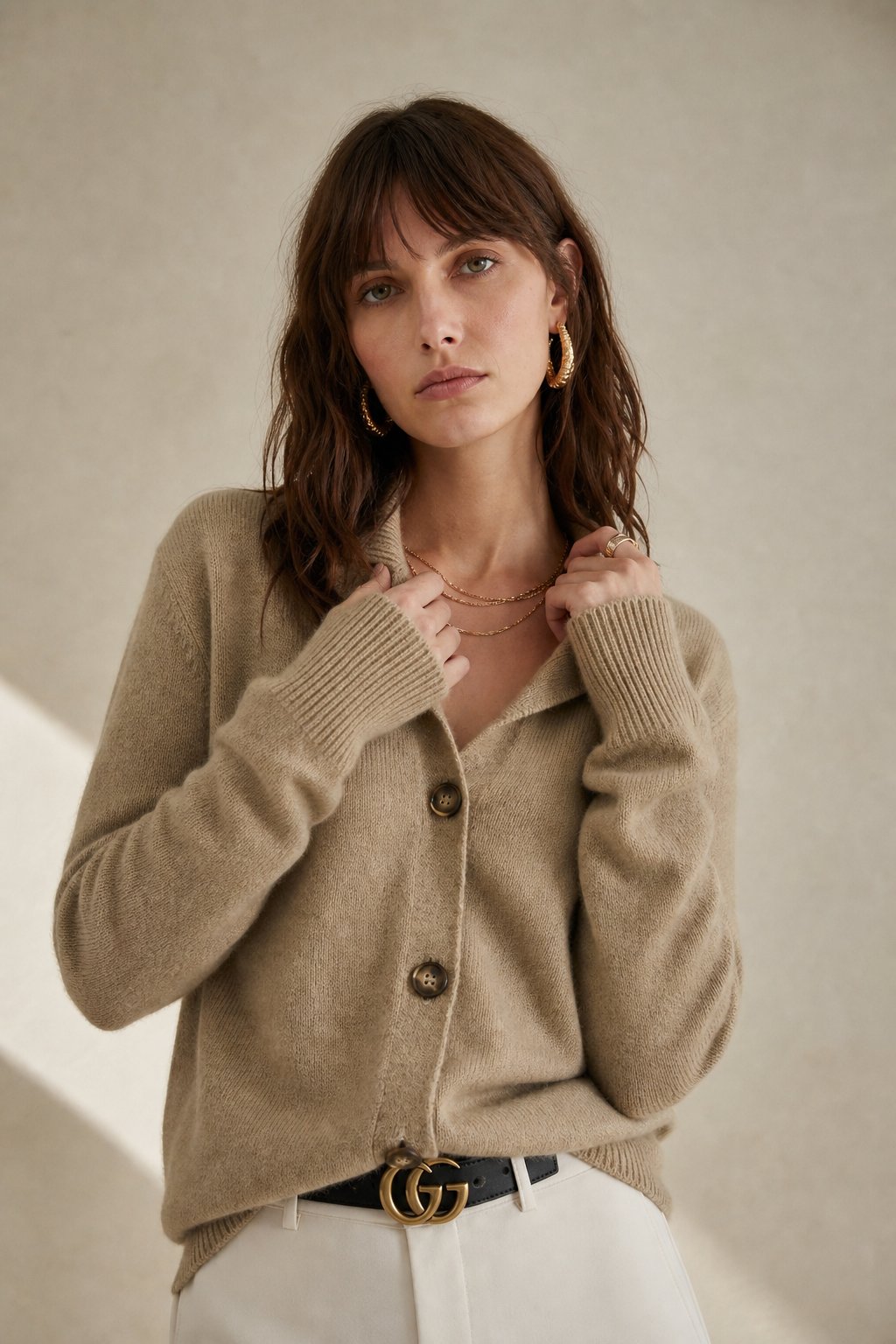Soft Knit Cardigan Button Front Layer
