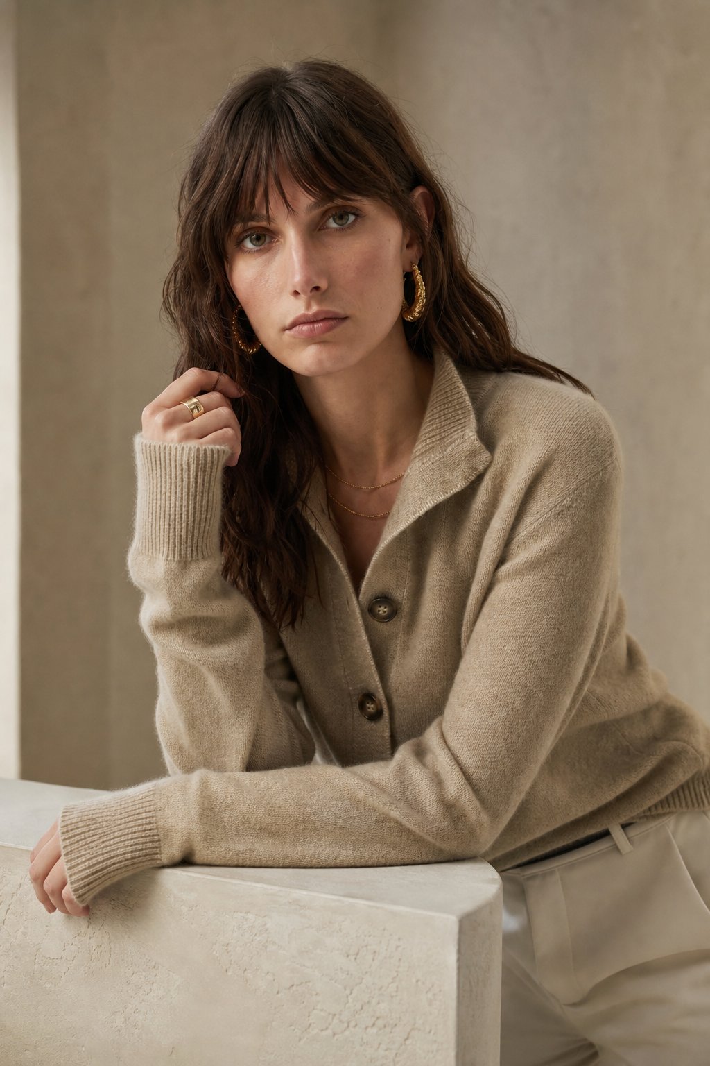 Soft Knit Cardigan Button Front Layer