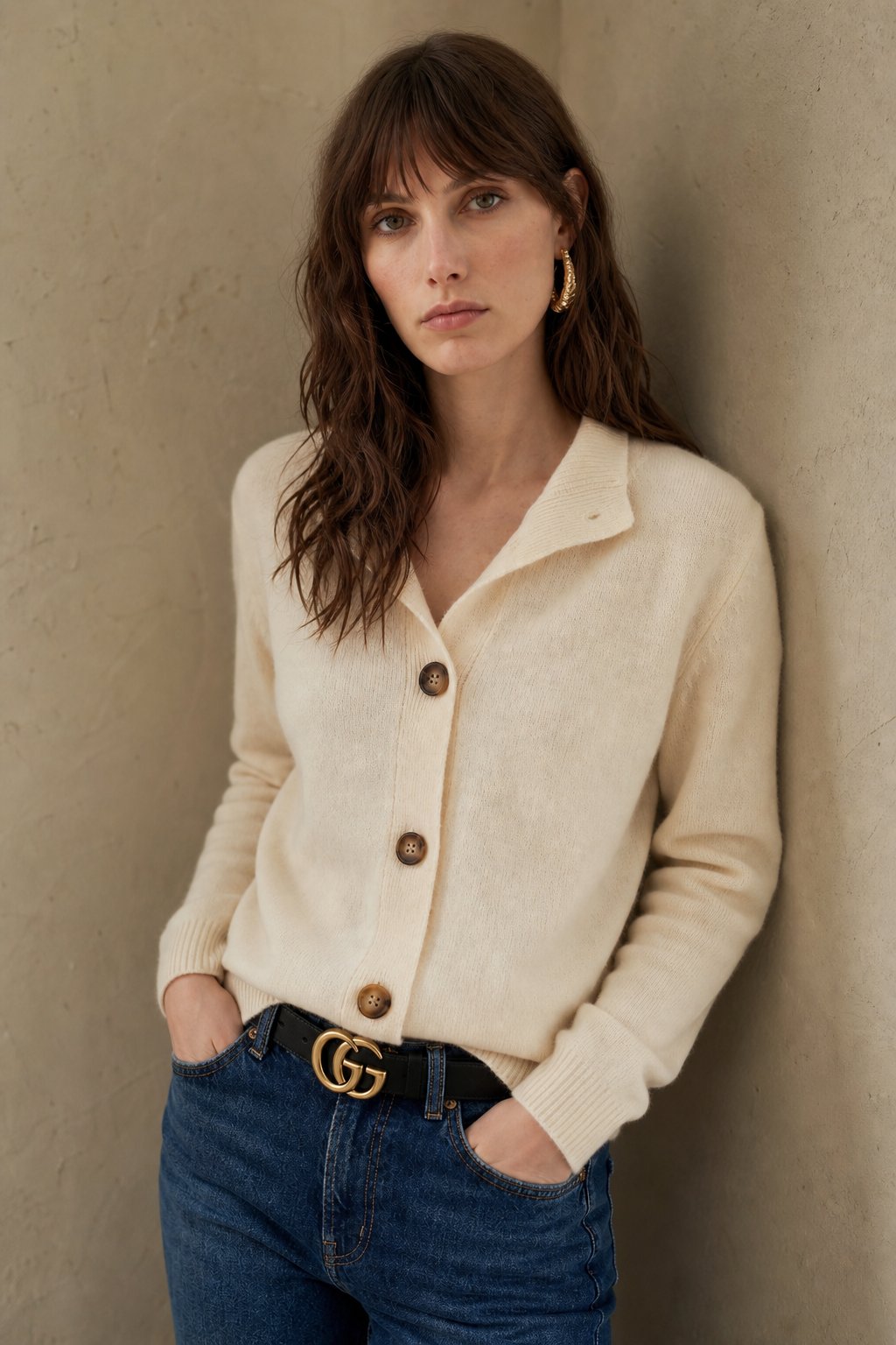 Soft Knit Cardigan Button Front Layer