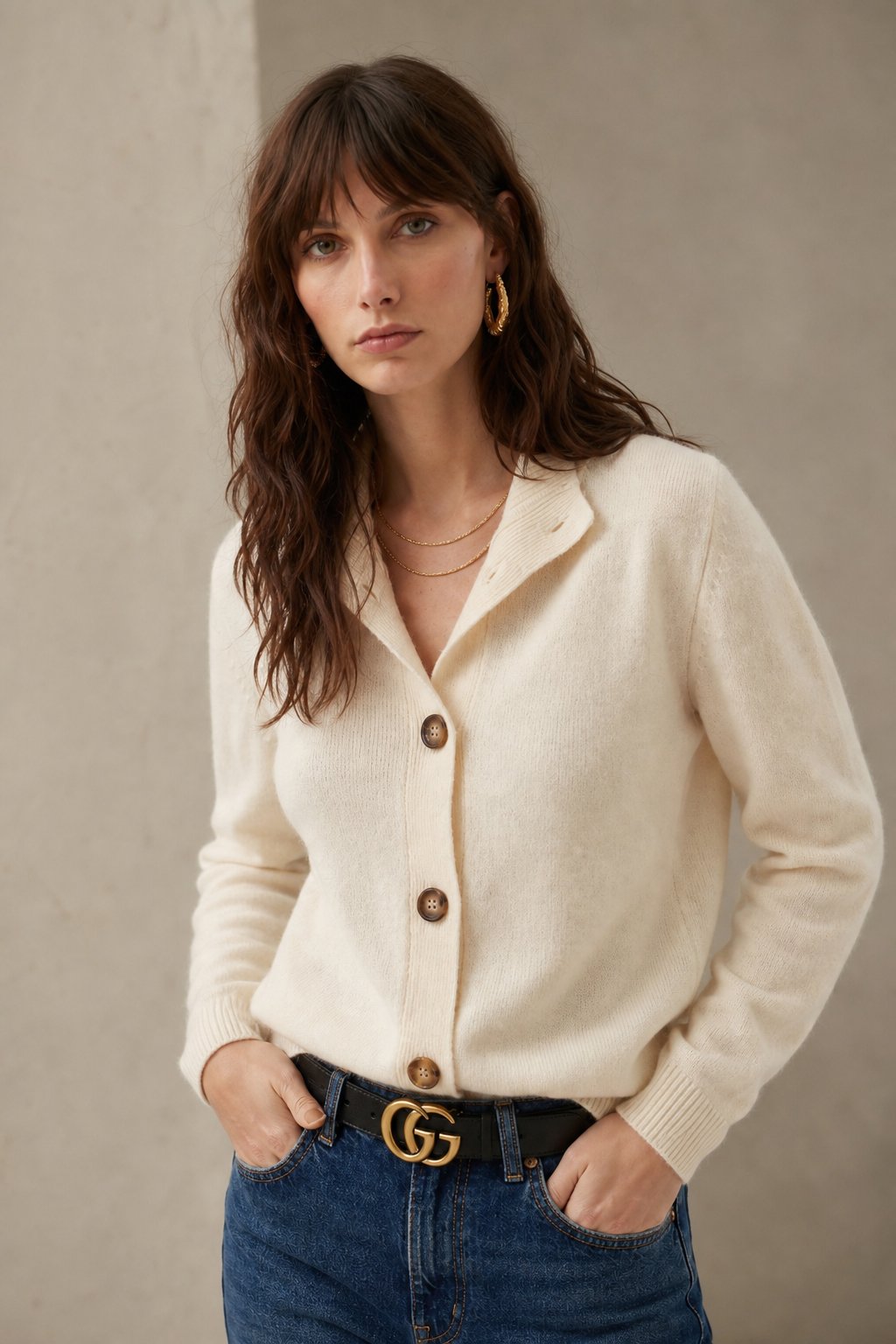 Soft Knit Cardigan Button Front Layer